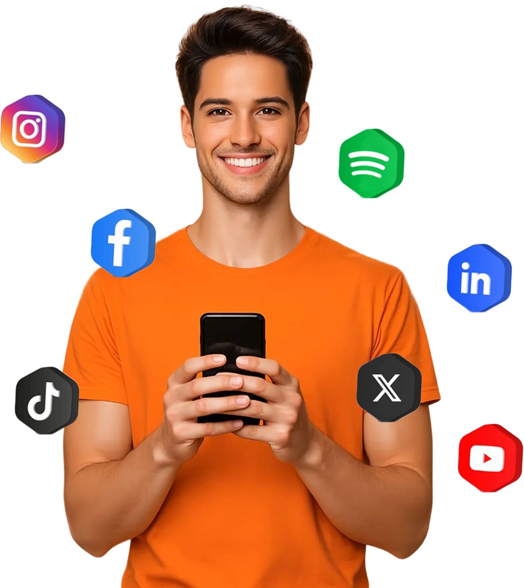 Man holding smartphone